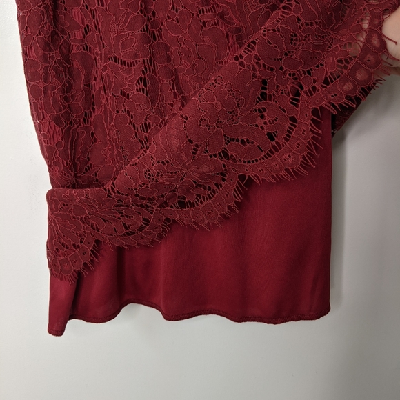Zalalus Maroon High neck Lace Mini Dress NWT - Picture 9 of 11